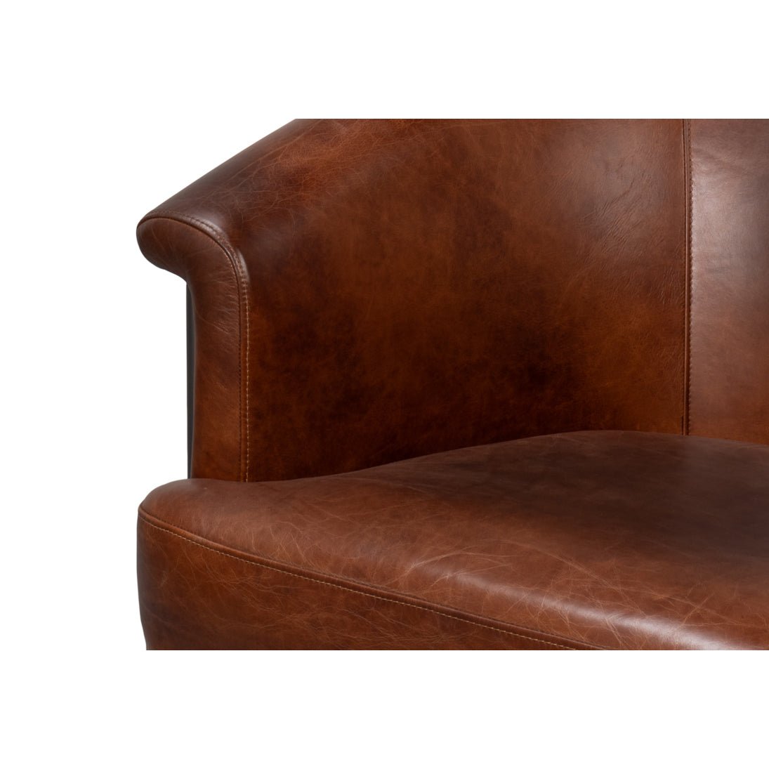 Brown Leather Tub Chair - English Georgian America