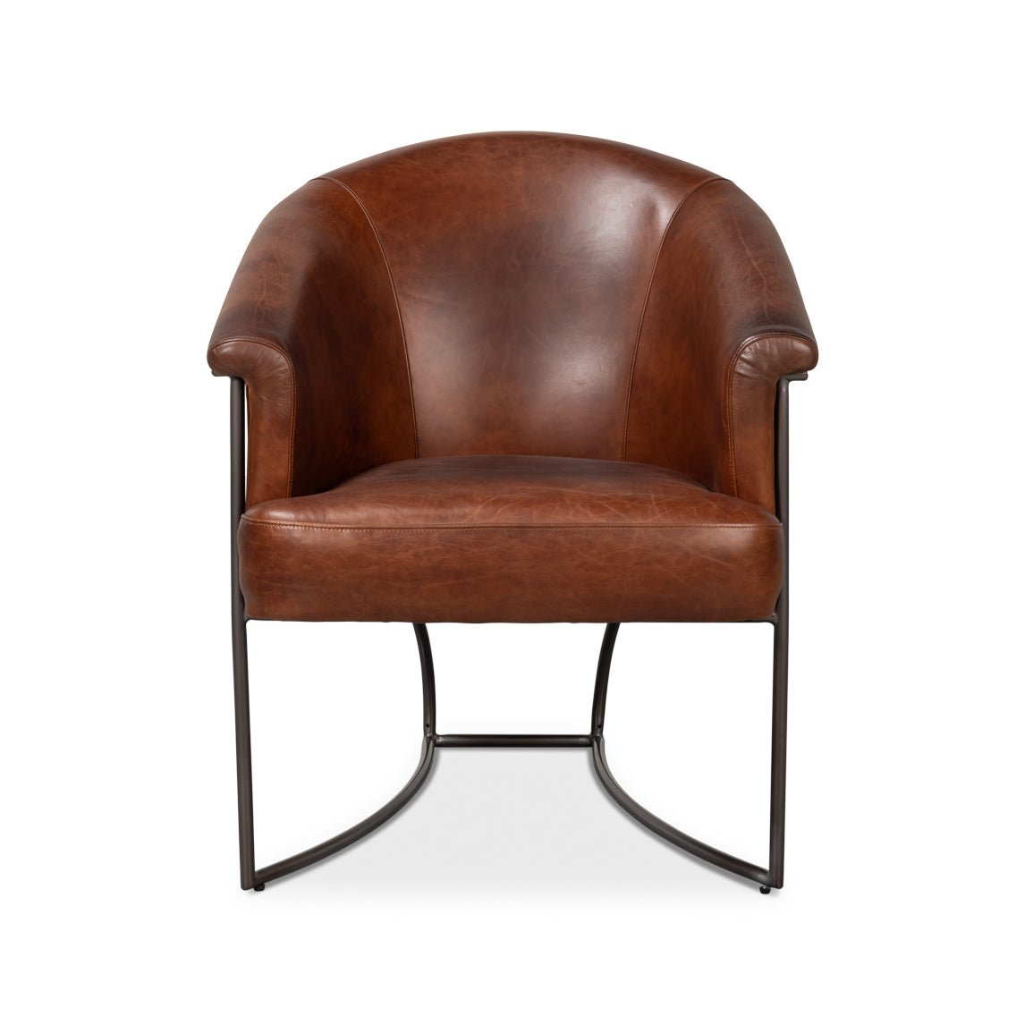 Brown Leather Tub Chair - English Georgian America