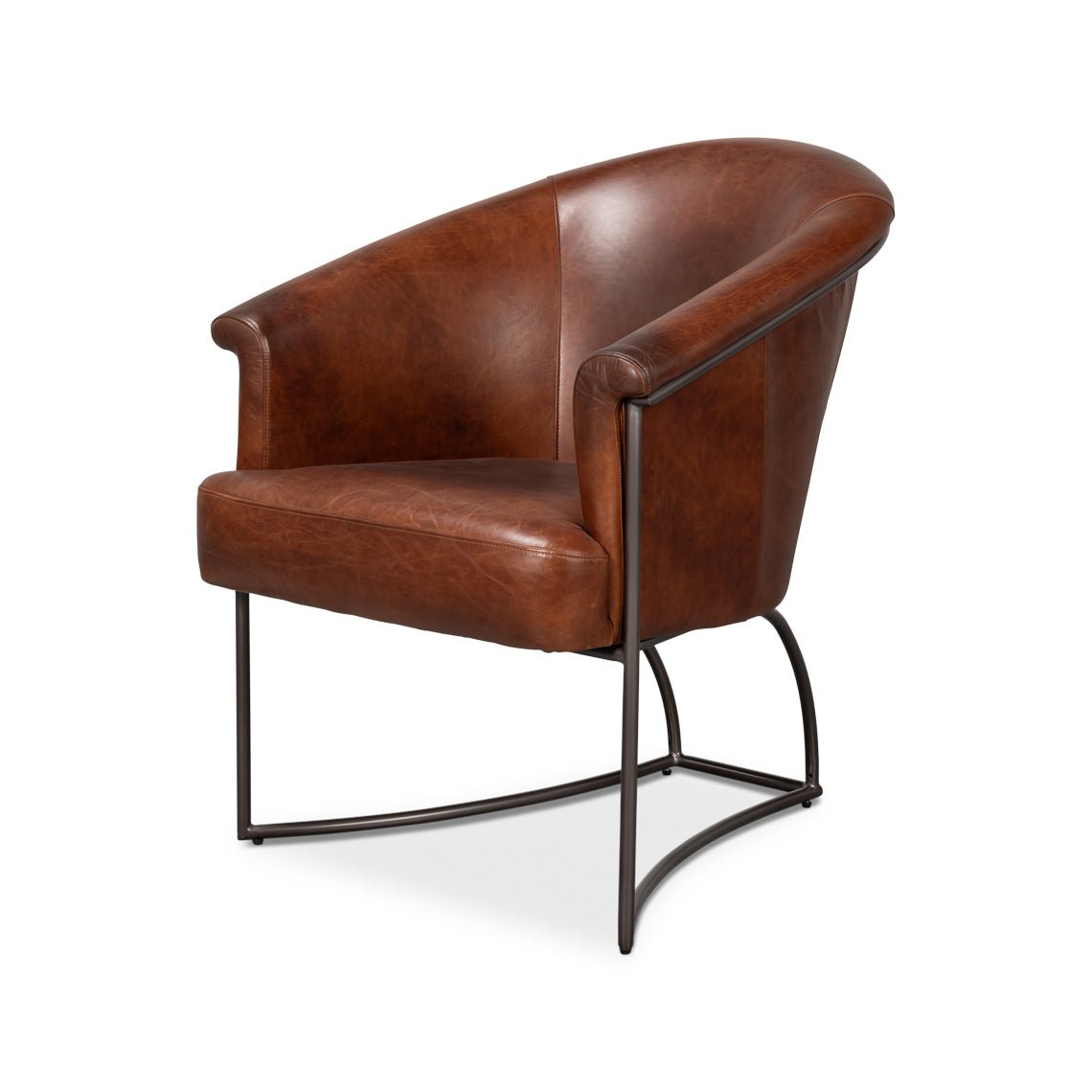 Brown Leather Tub Chair - English Georgian America