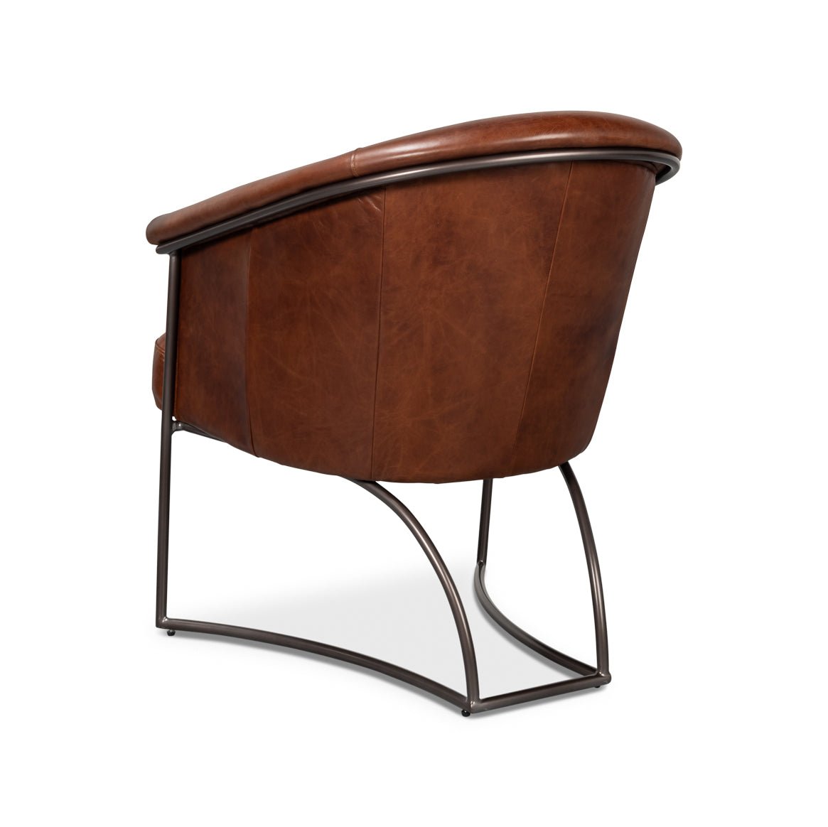 Brown Leather Tub Chair - English Georgian America