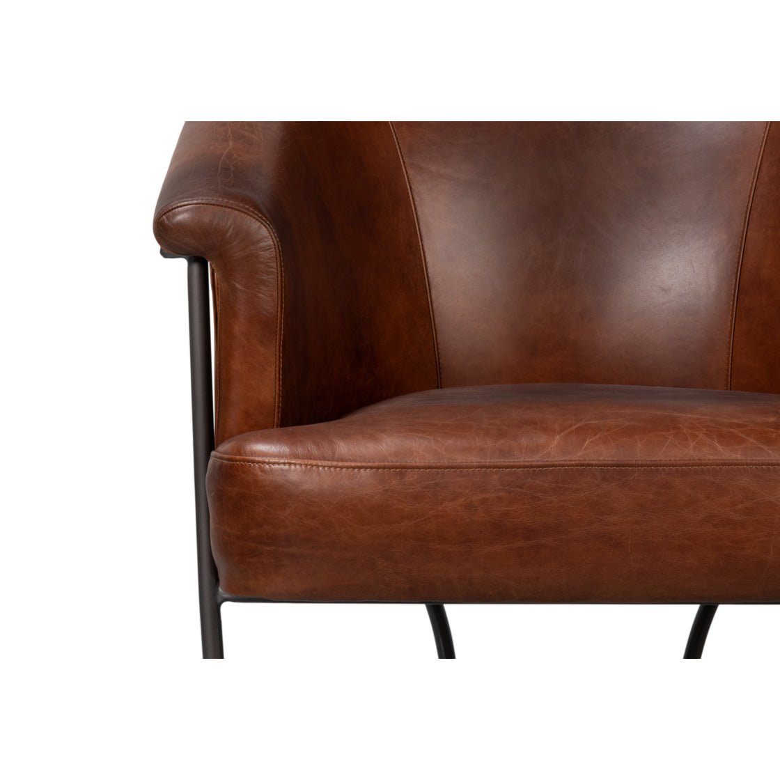 Brown Leather Tub Chair - English Georgian America