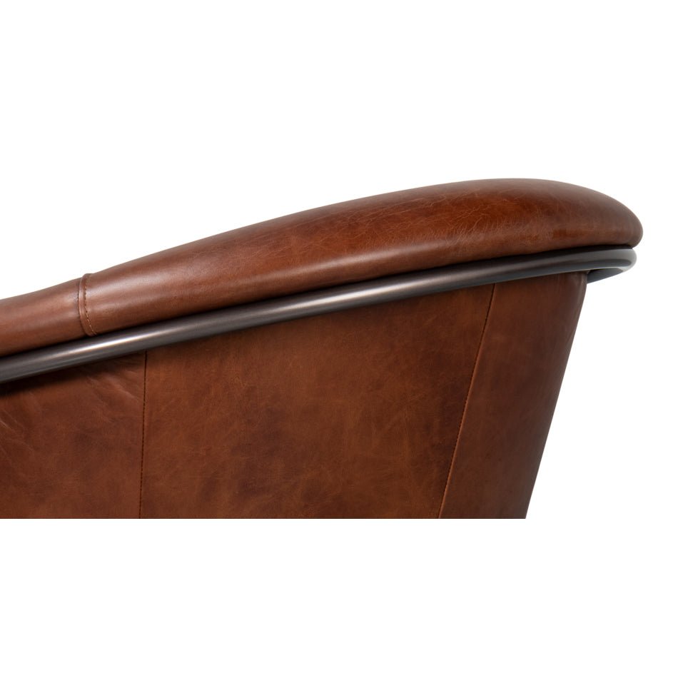 Brown Leather Tub Chair - English Georgian America