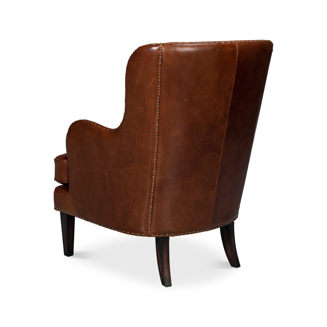 Brown Leather Wing Chair - English Georgian America