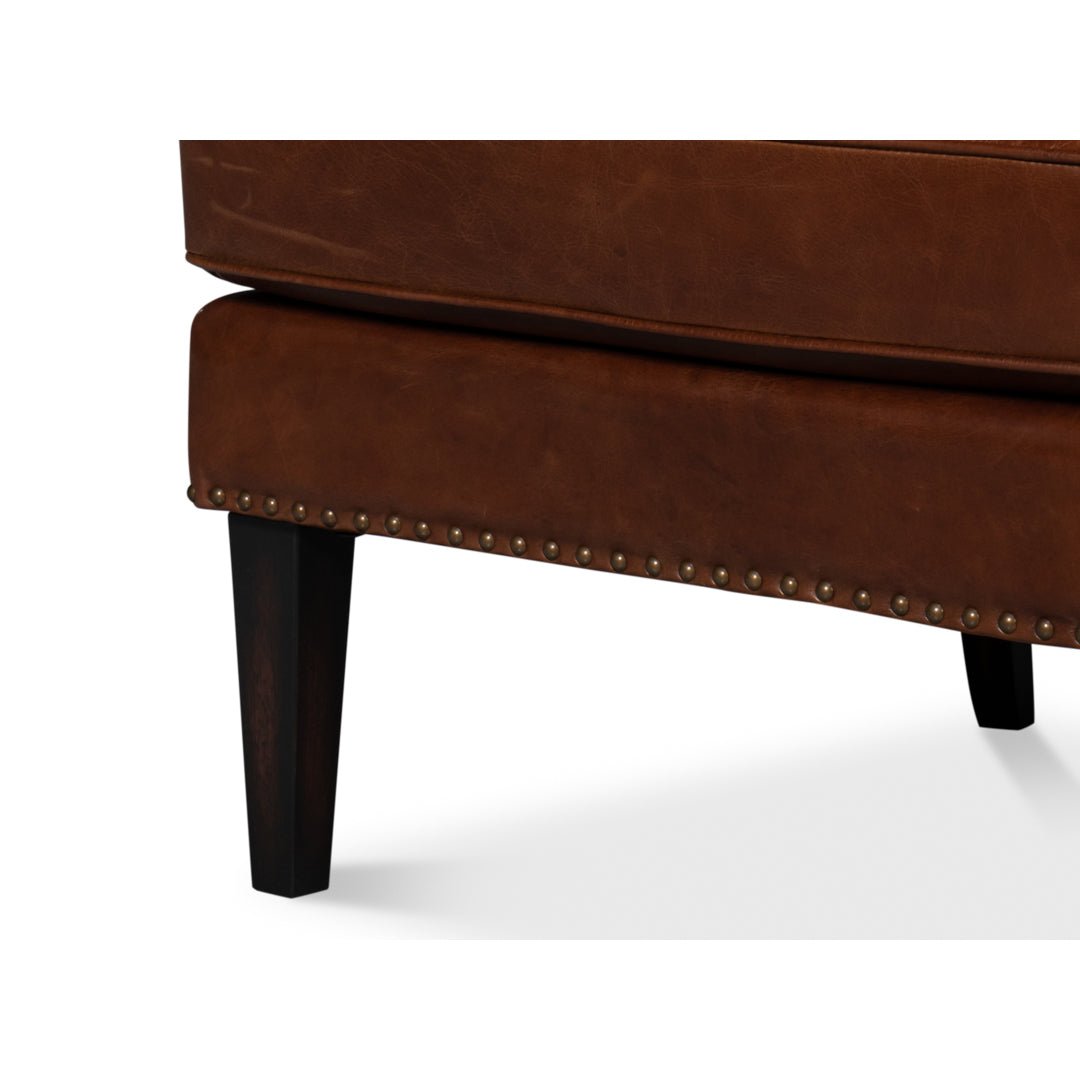 Brown Leather Wing Chair - English Georgian America