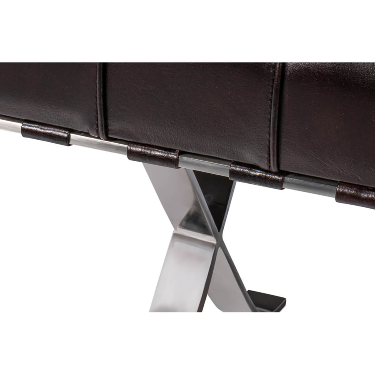 Brown Mid Century Modern Leather Bench - English Georgian America