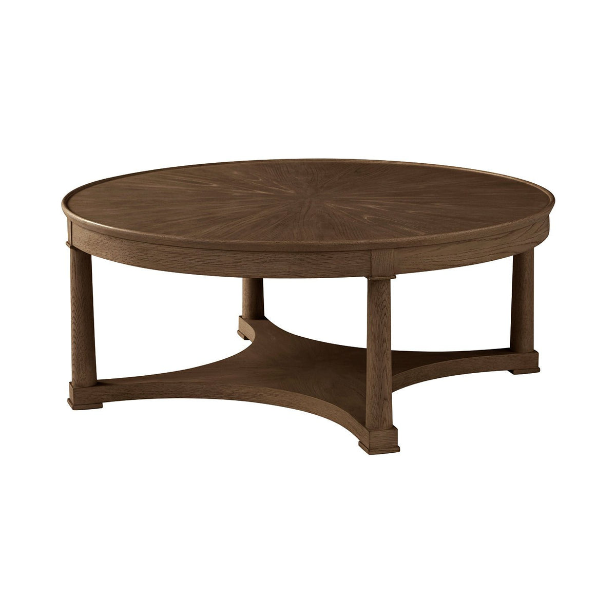 Brown Oak Round Coffee Table - English Georgian America