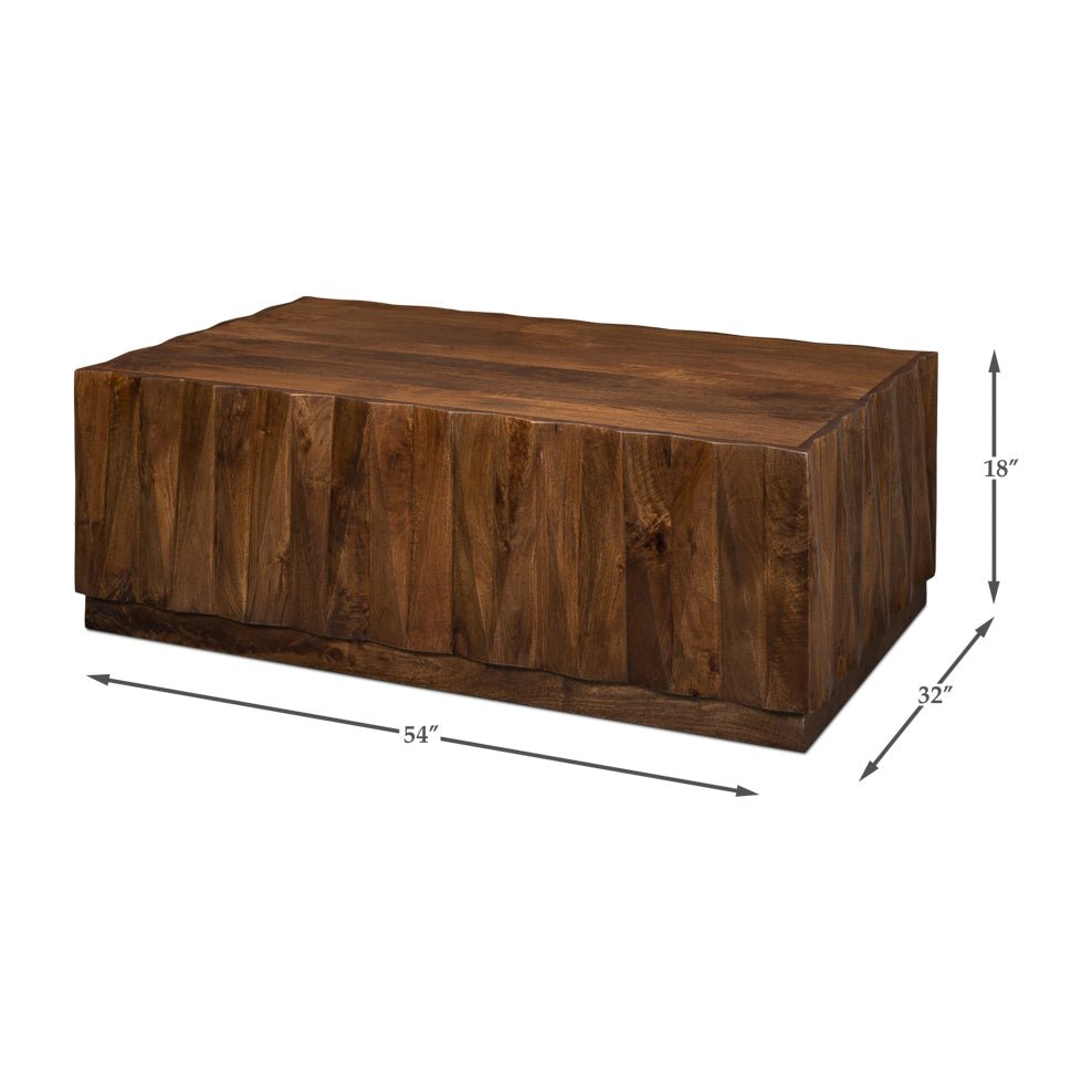 Brutalist Solid Wood Coffee Table - English Georgian America