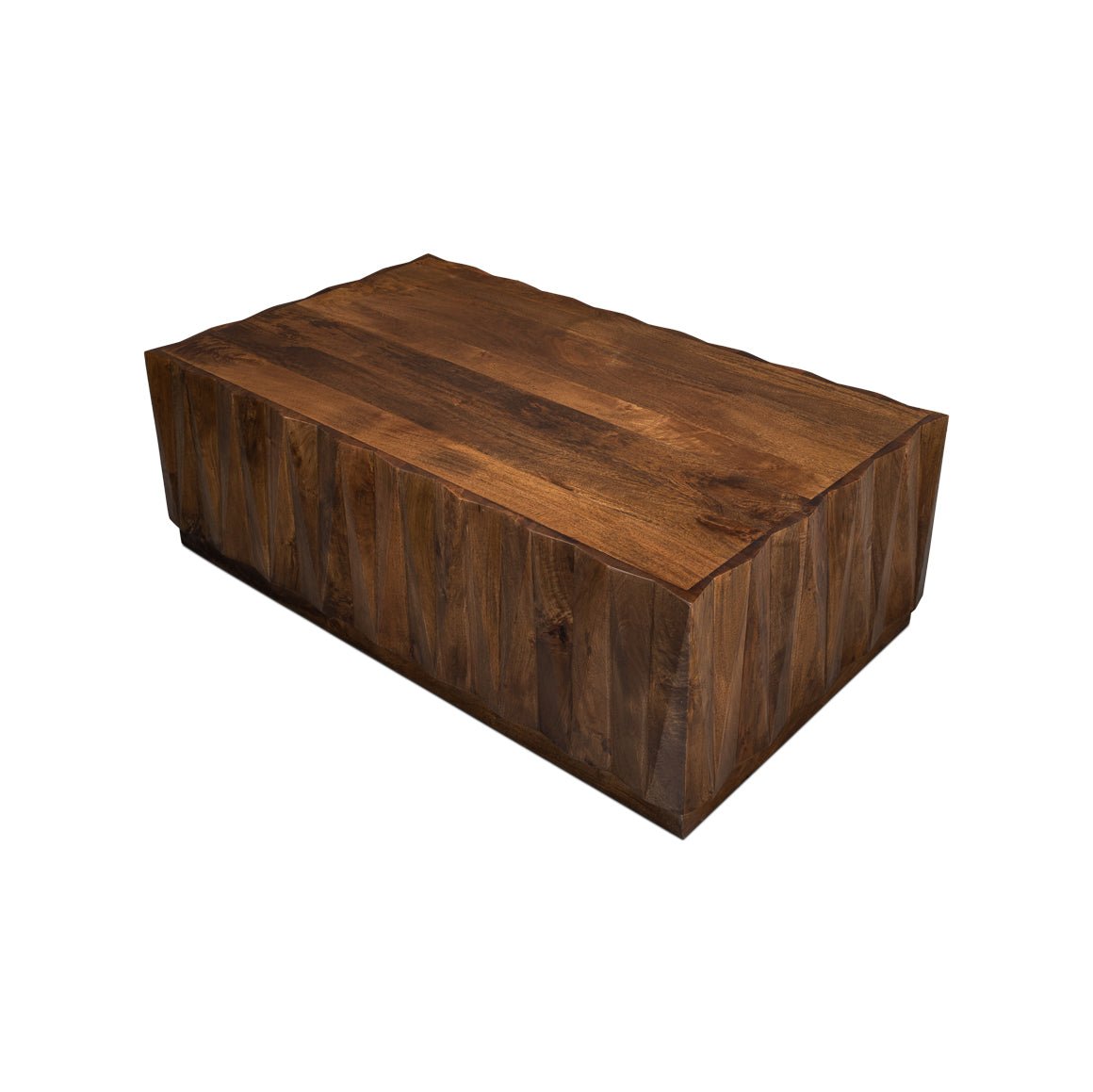 Brutalist Solid Wood Coffee Table - English Georgian America