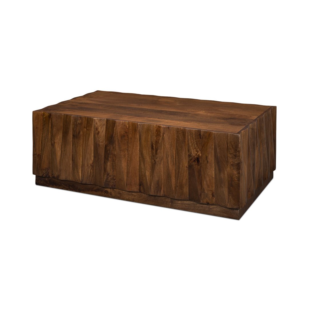 Brutalist Solid Wood Coffee Table - English Georgian America