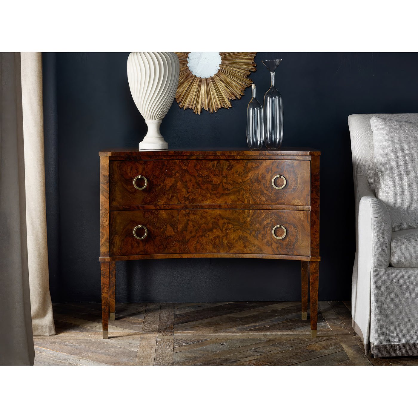 Burl Walnut Chest of Drawers - English Georgian America