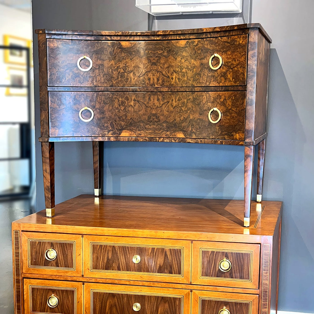 Burl Walnut Chest of Drawers - English Georgian America