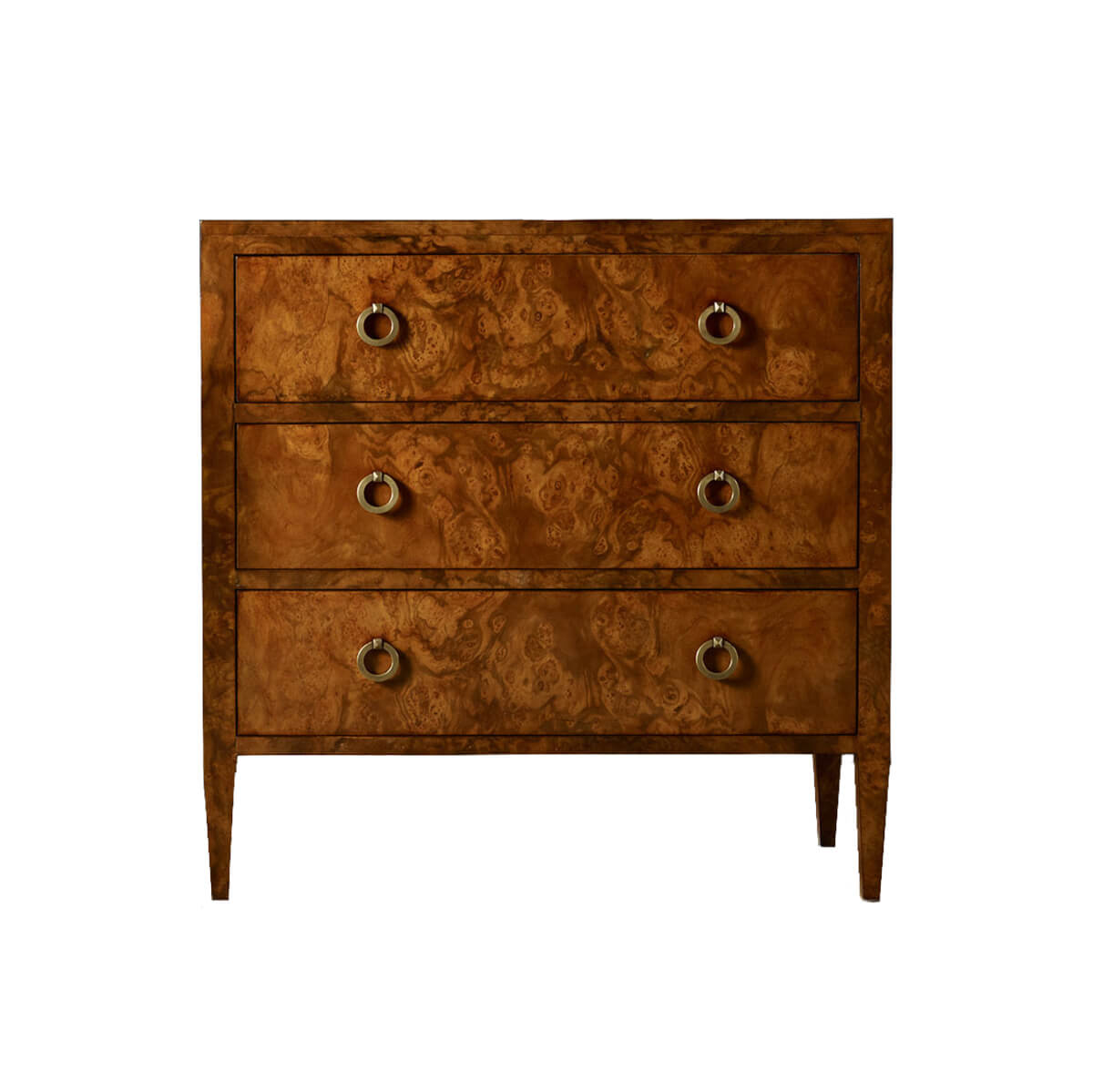 Burl Walnut Three Drawer Chest - English Georgian America