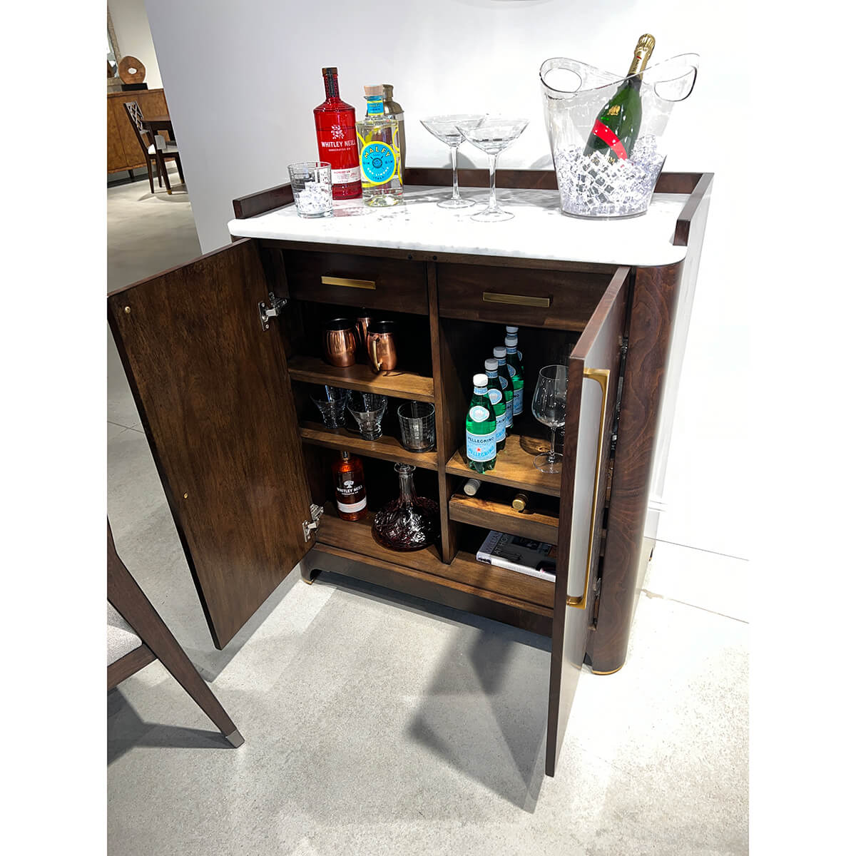 Burl Wood Bar Cabinet - English Georgian America