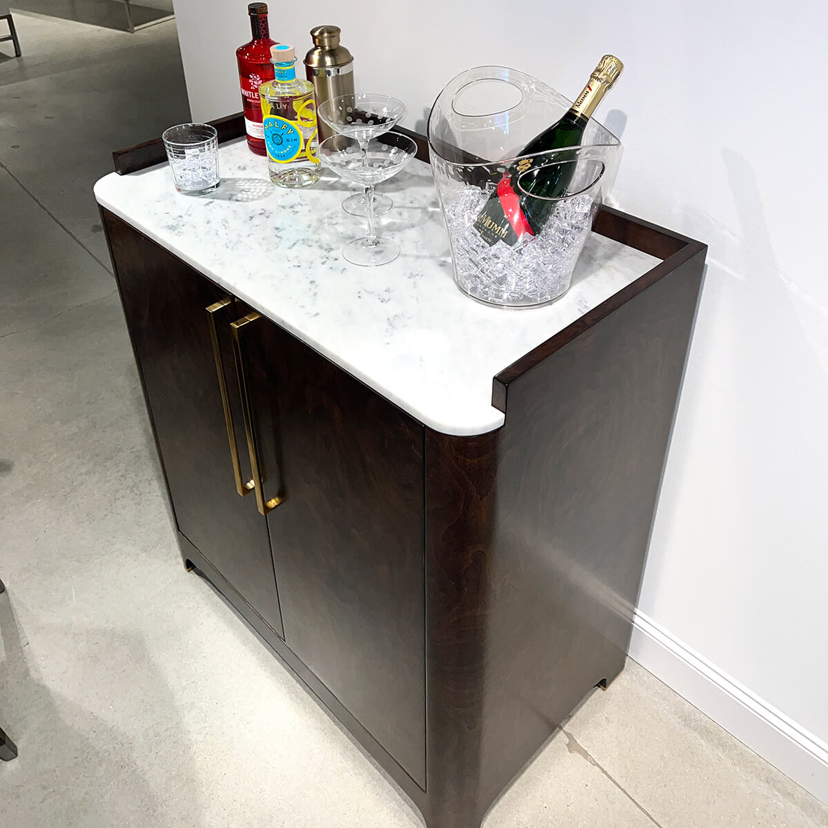 Burl Wood Bar Cabinet - English Georgian America