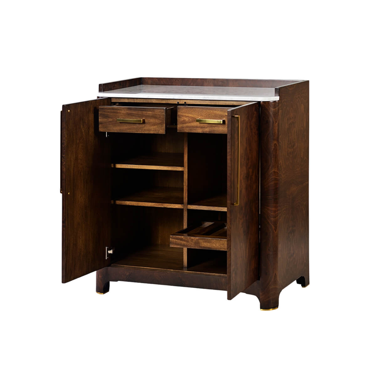 Burl Wood Bar Cabinet - English Georgian America