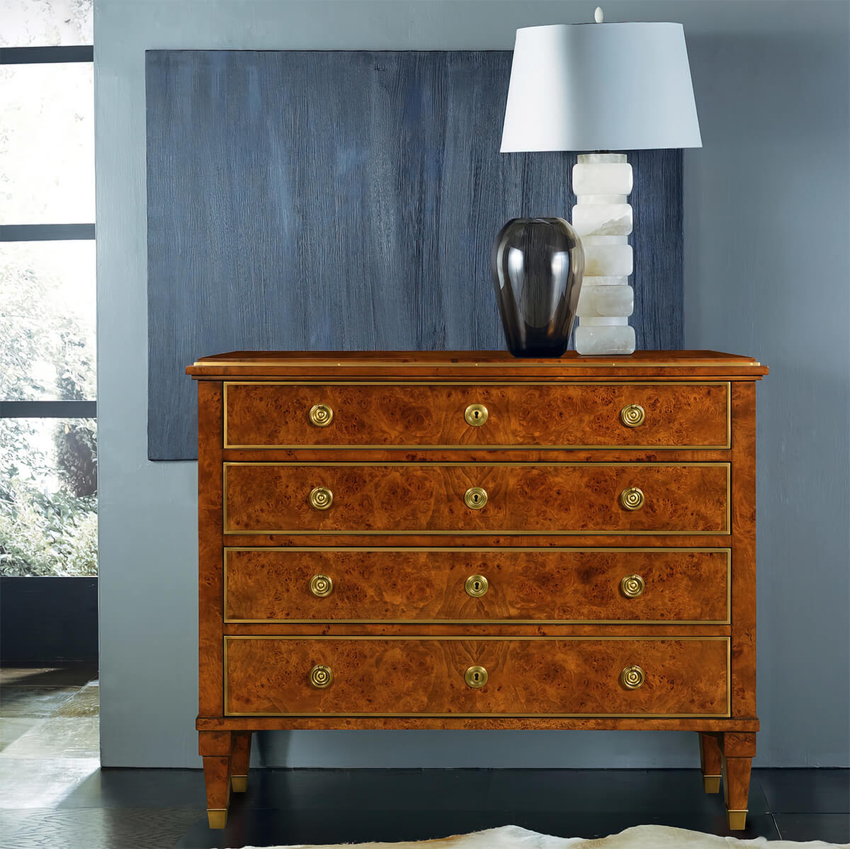 Burl Wood Chest of Drawers - English Georgian America