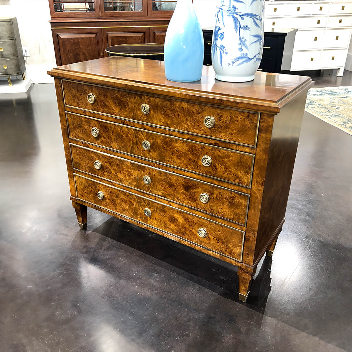 Burl Wood Chest of Drawers - English Georgian America