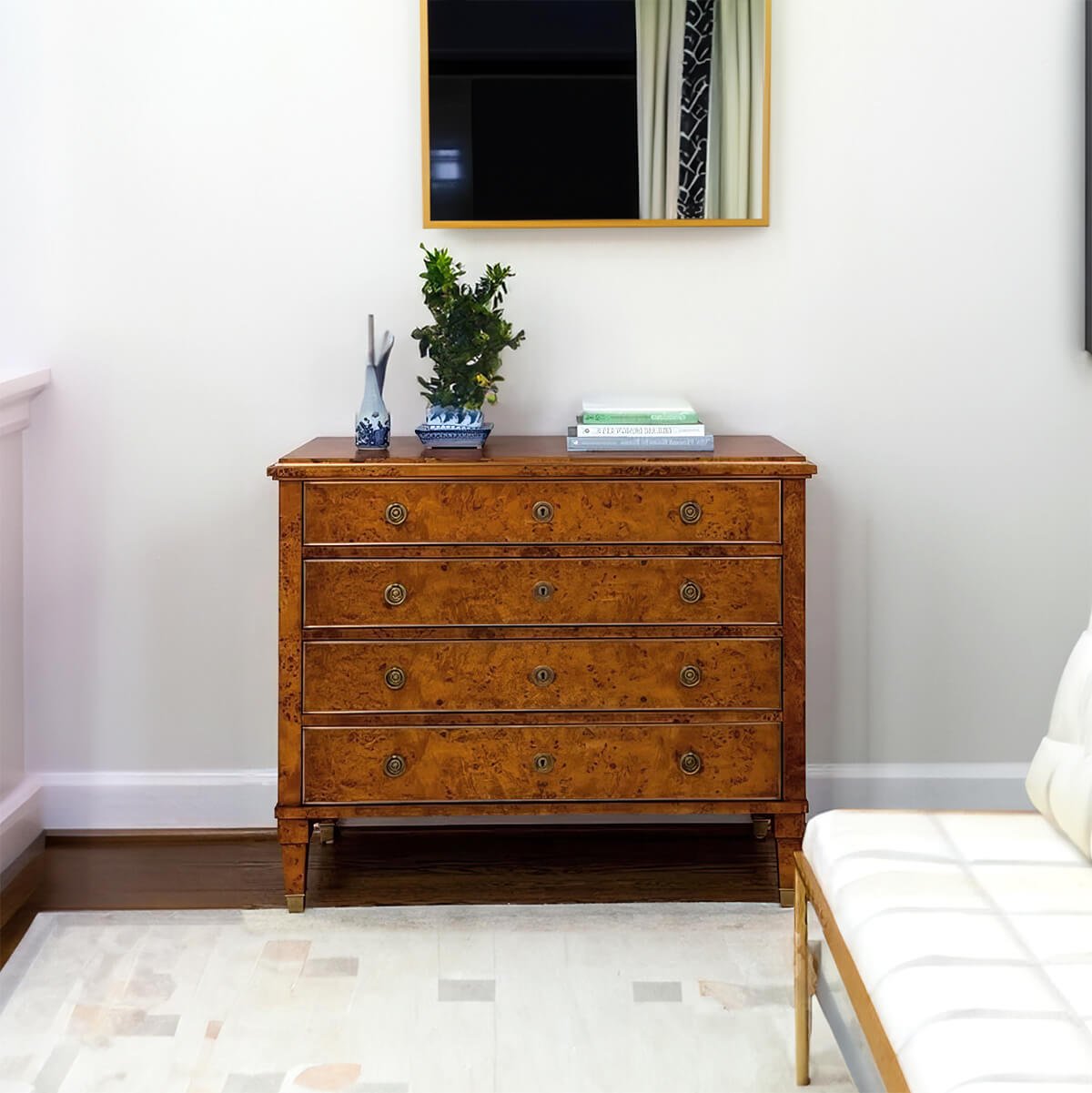 Burl Wood Chest of Drawers - English Georgian America