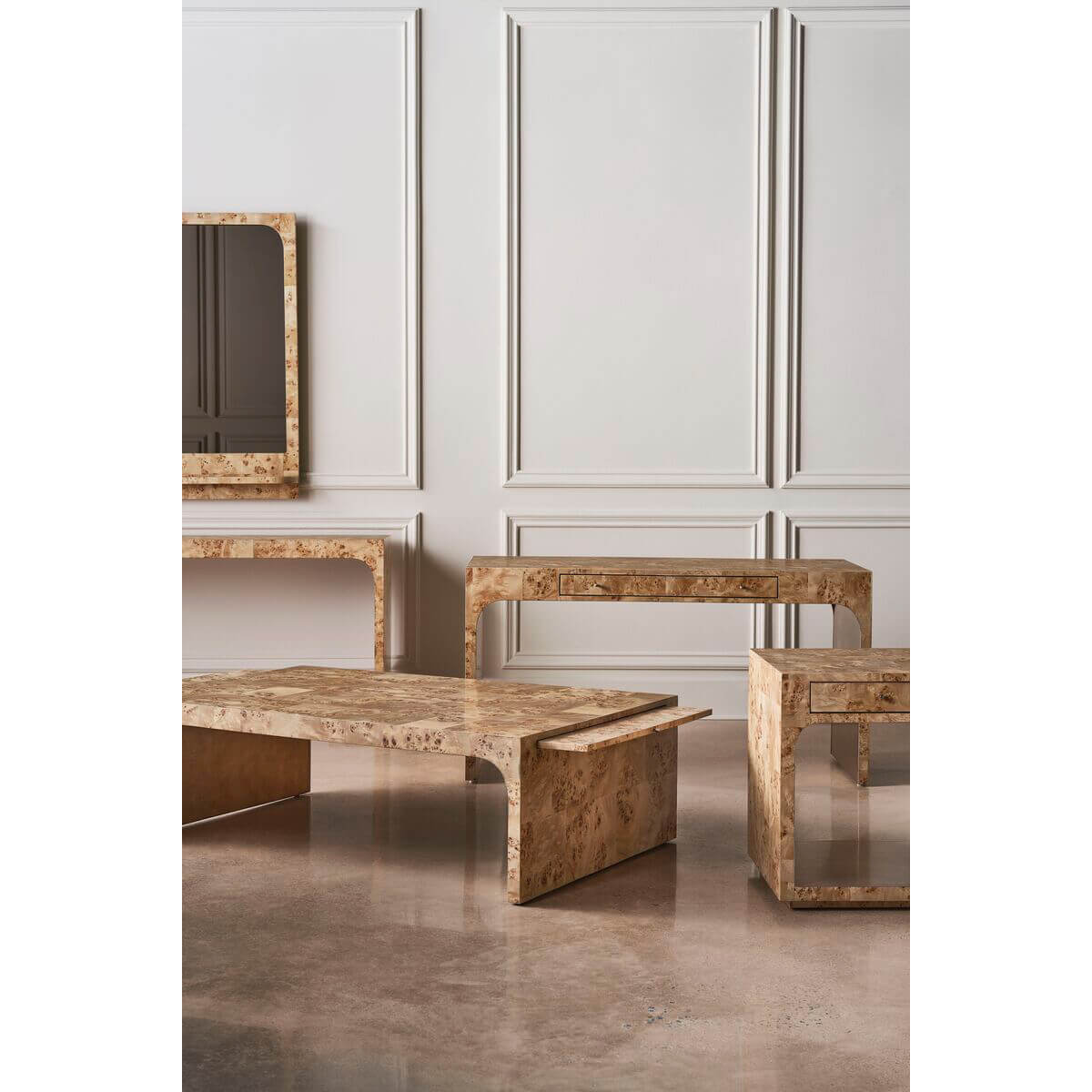 Burl Wood Console Table - English Georgian America