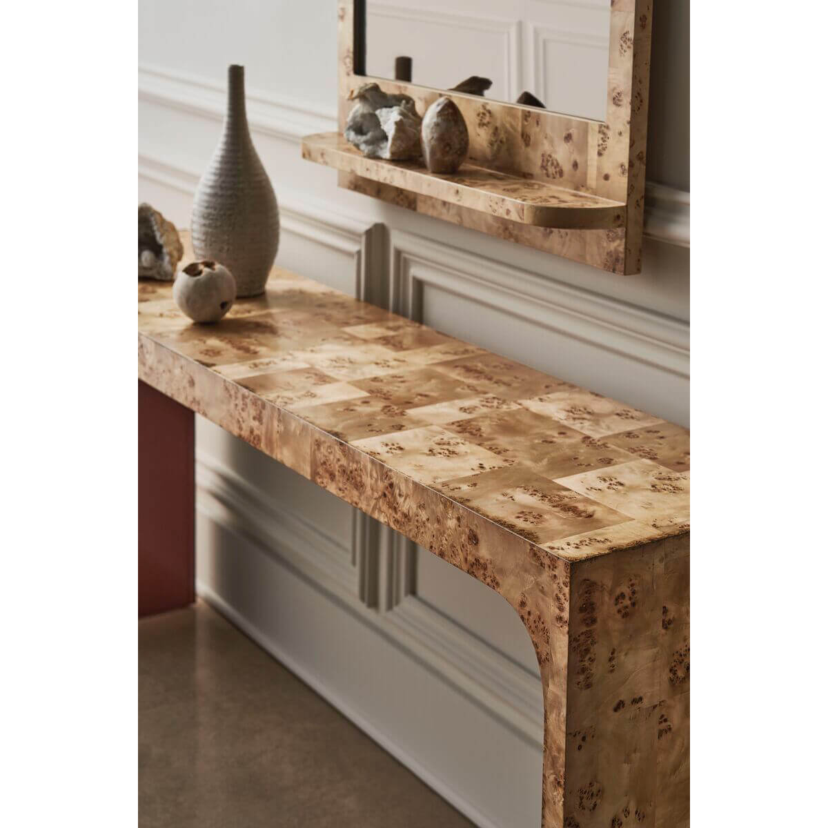 Burl Wood Console Table - English Georgian America