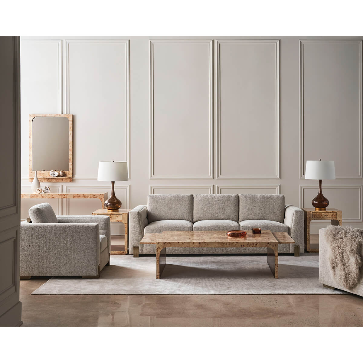 Burl Wood Mirror - English Georgian America