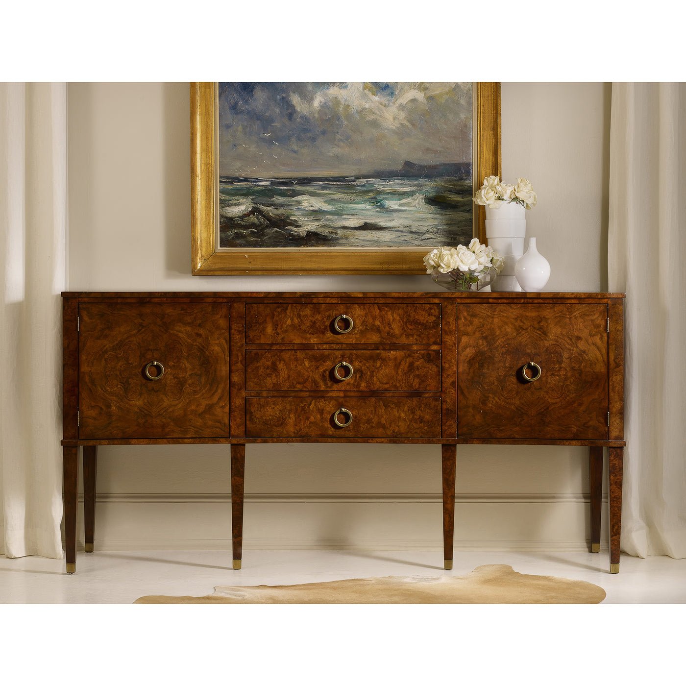 Burl Wood Sideboard - English Georgian America