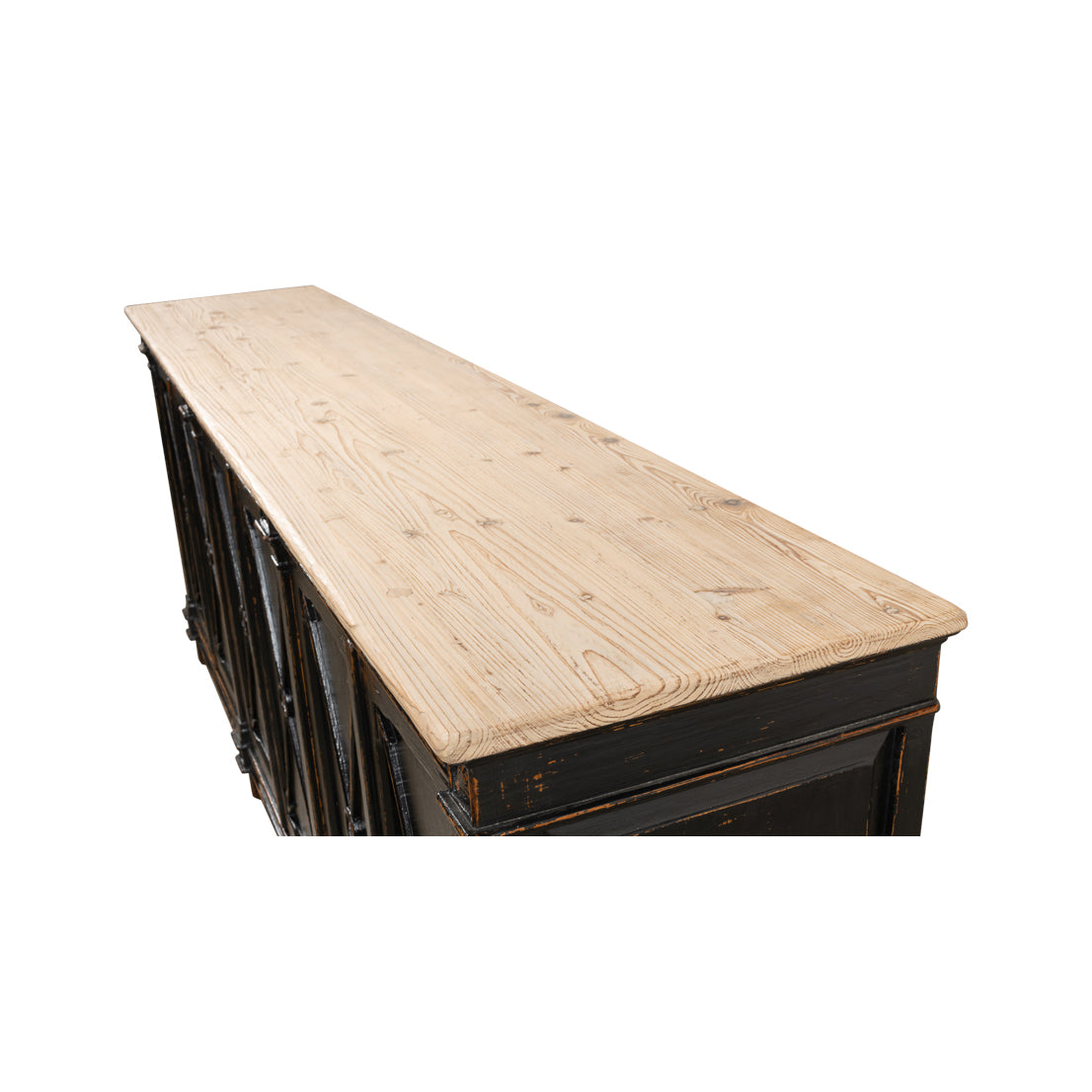 Long Directoire Style Antiqued Black Buffet