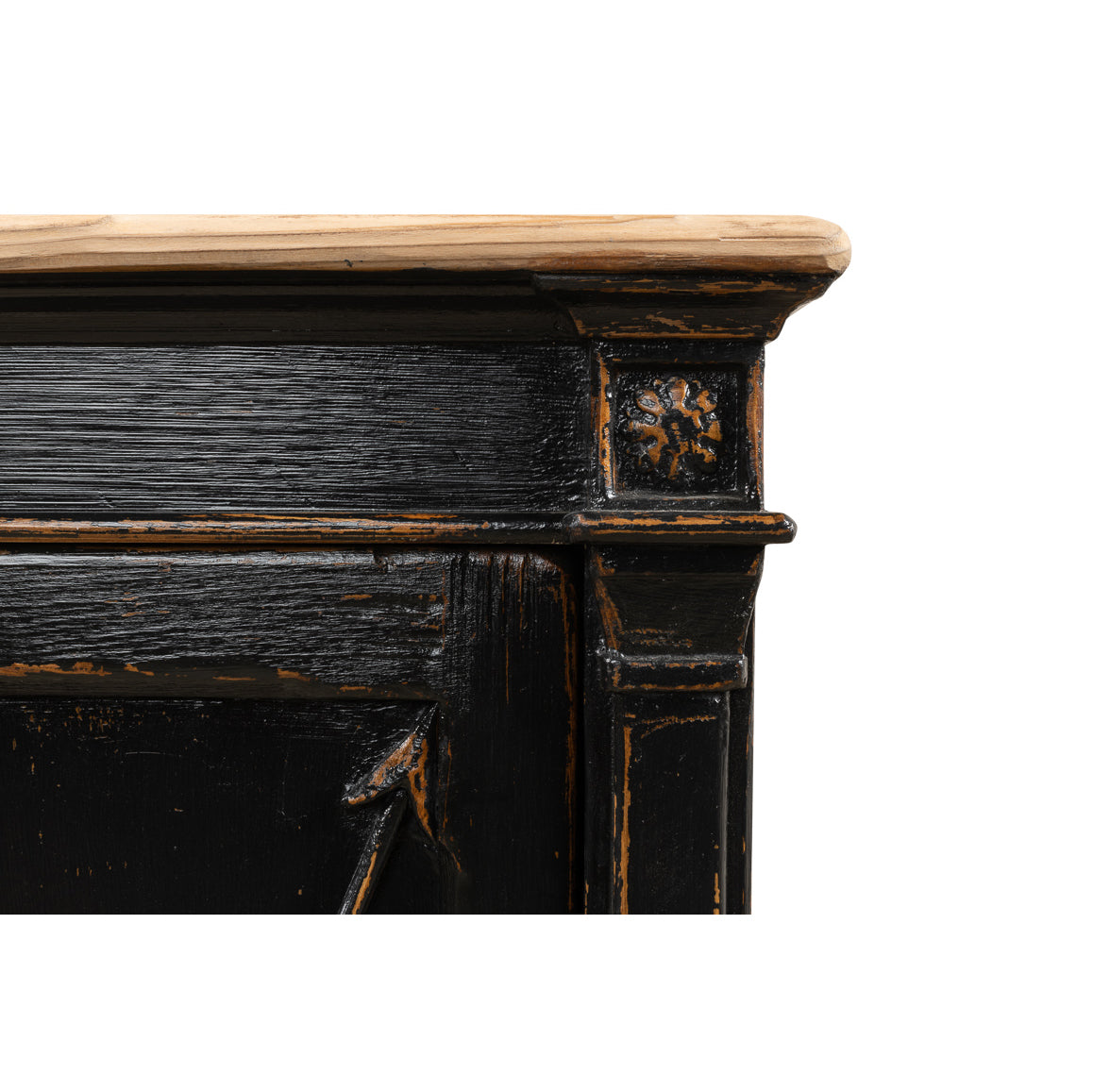 Long Directoire Style Antiqued Black Buffet