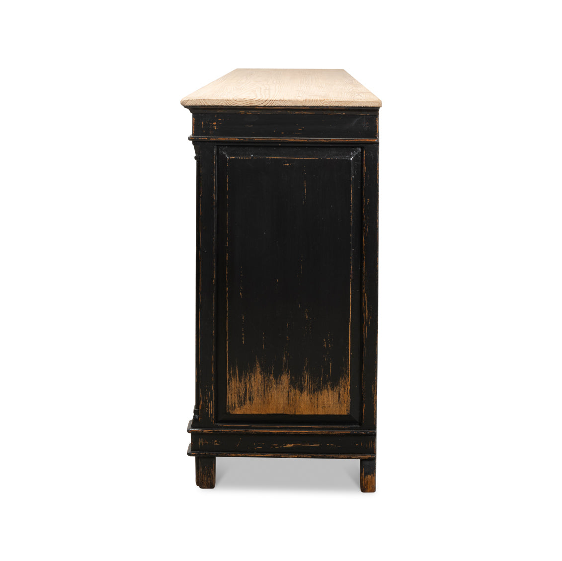 Long Directoire Style Antiqued Black Buffet