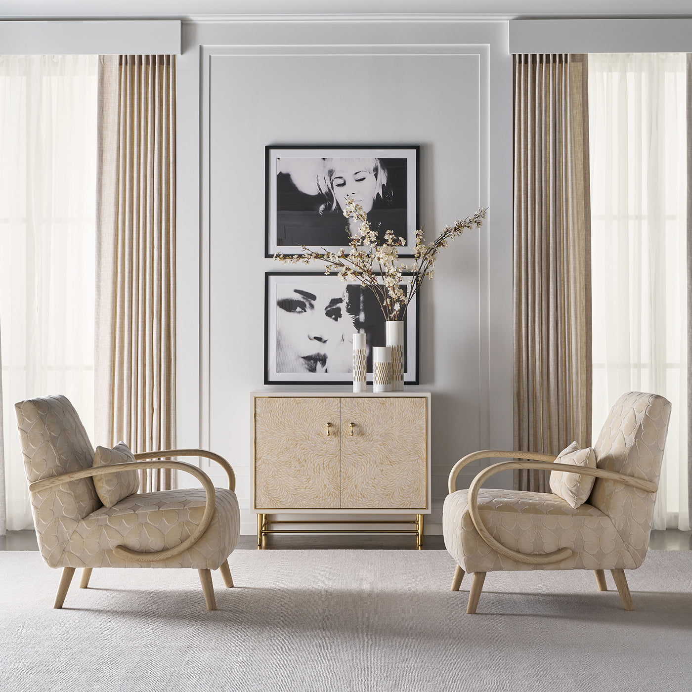 Hollywood Regency Two Door Cabinet