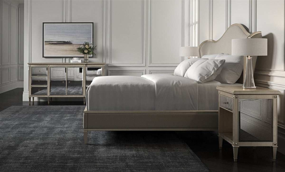 Camel Back King Bed with Gold Wood Frame - English Georgian America