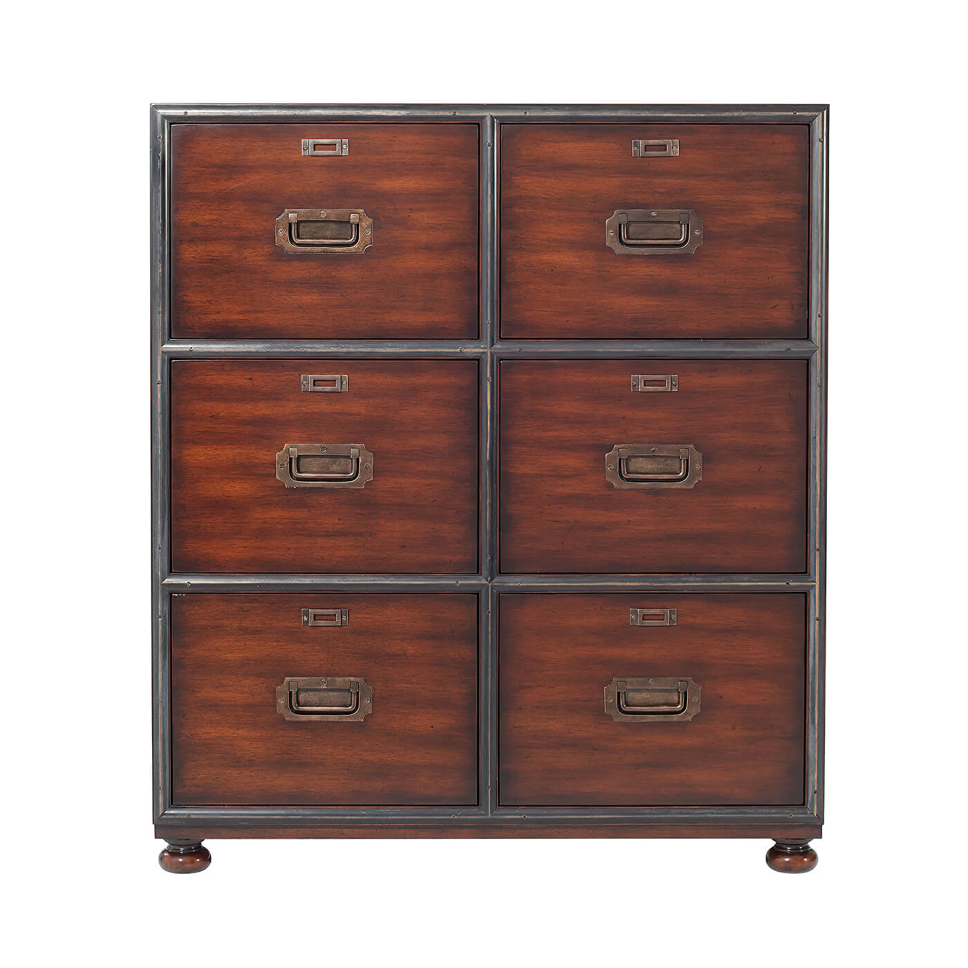 Campaign Style Six Drawer Chest - English Georgian America