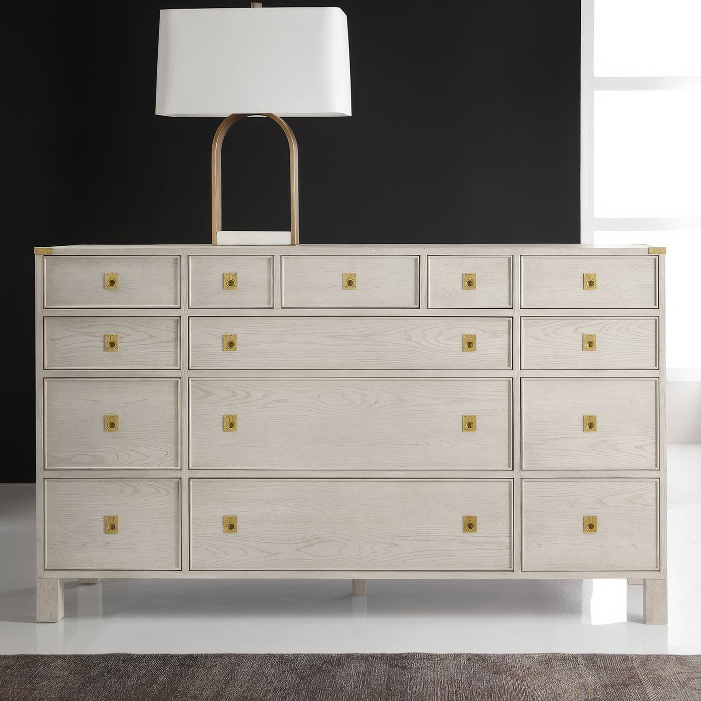 Campaign Style White Oak Dresser - English Georgian America