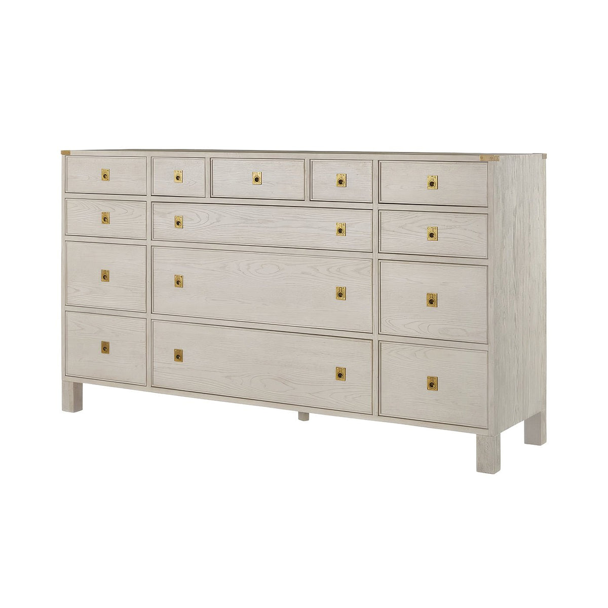 Campaign Style White Oak Dresser - English Georgian America