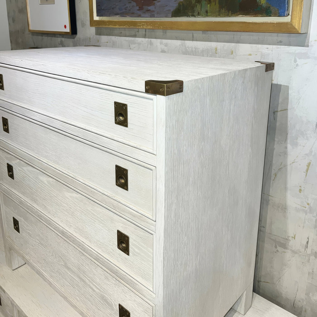 Campaign Style White Oak Nightstand - English Georgian America