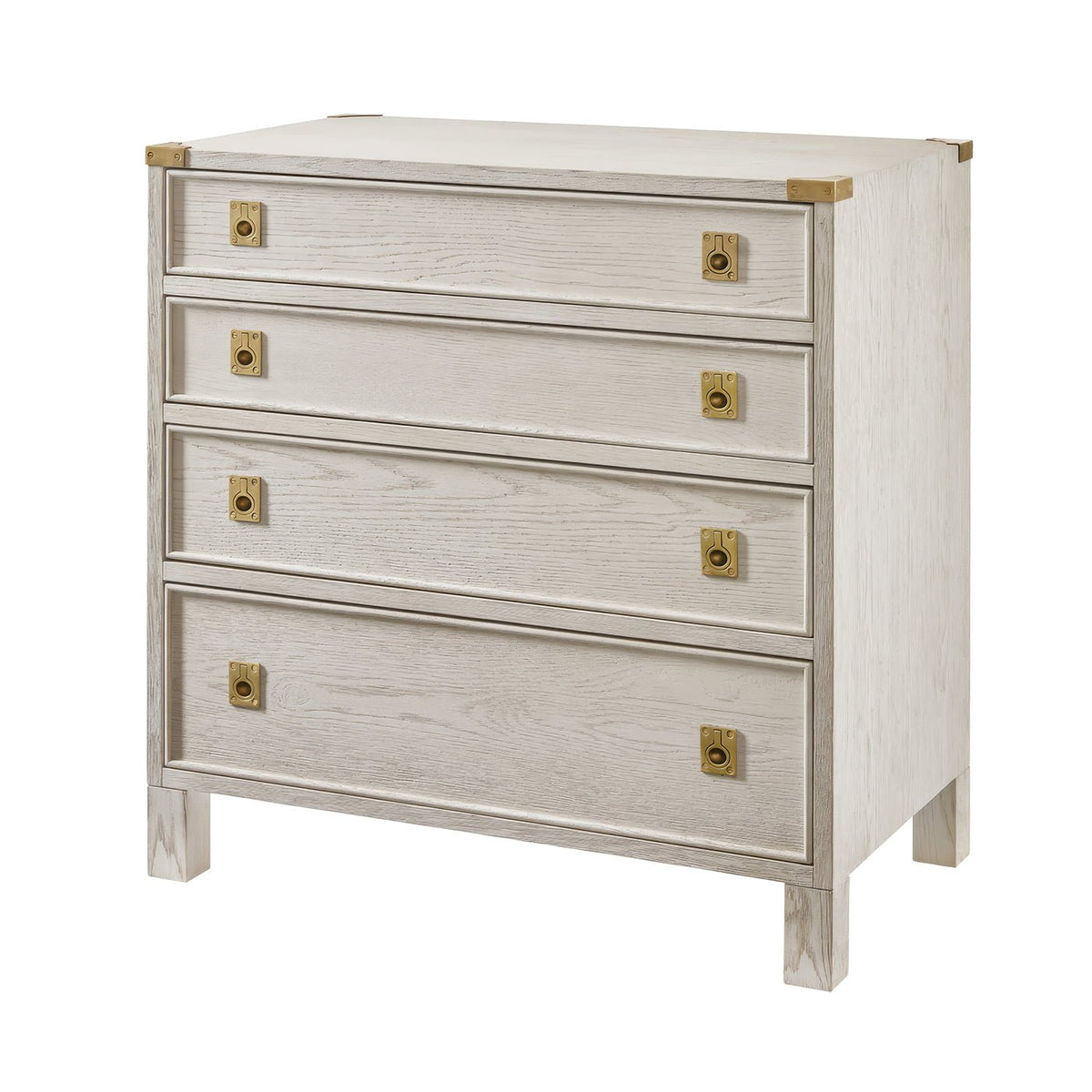 Campaign Style White Oak Nightstand - English Georgian America