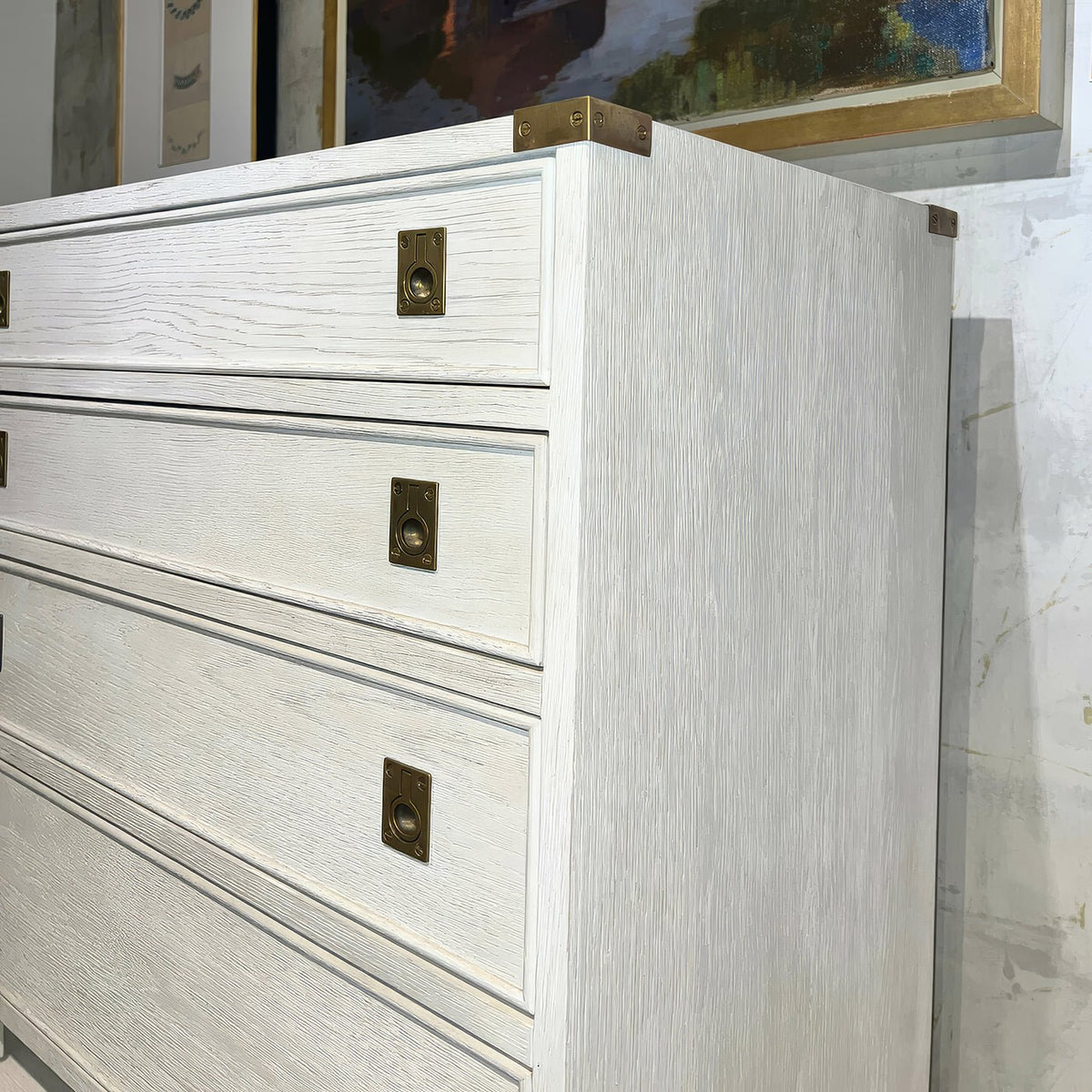 Campaign Style White Oak Nightstand - English Georgian America