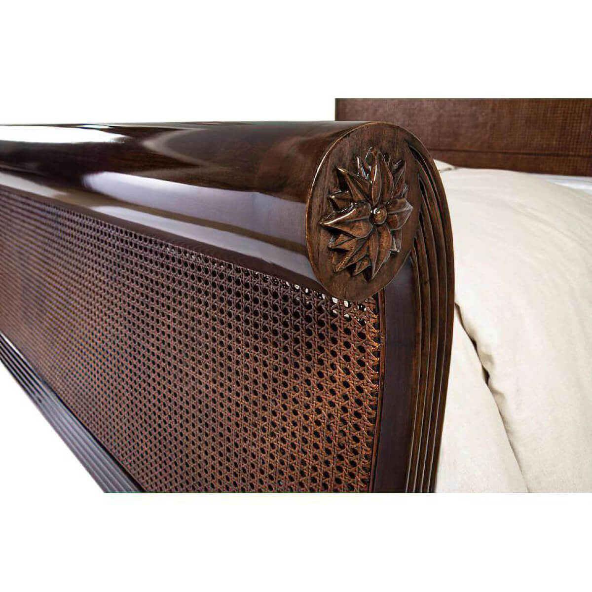 Caned Regency Sleigh California King Bed - English Georgian America