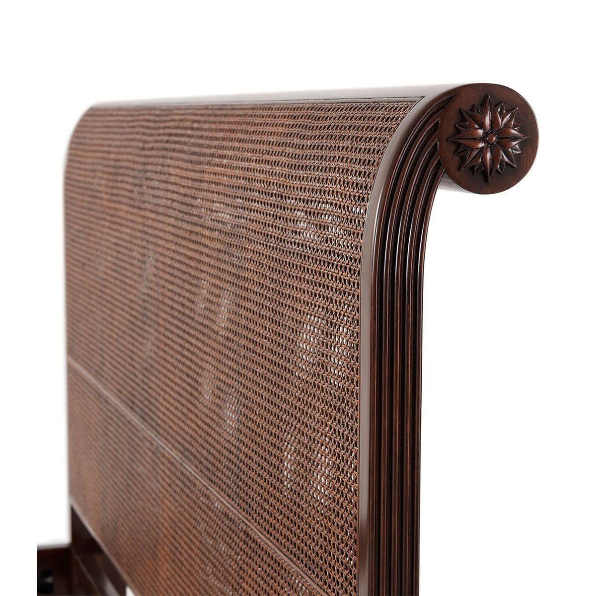 Caned Regency Sleigh California King Bed - English Georgian America