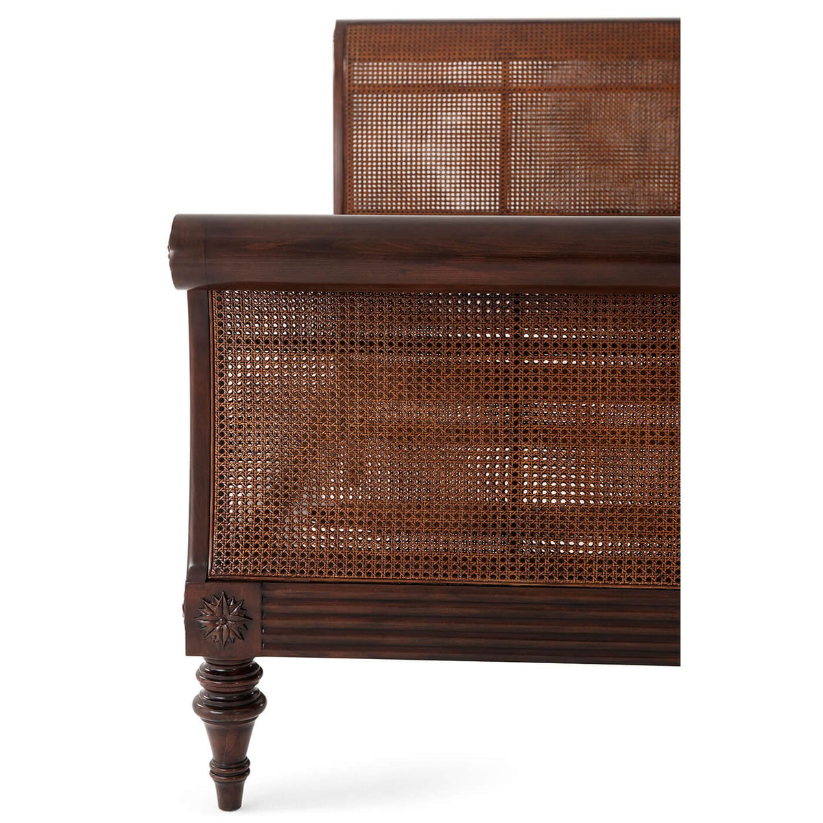 Caned Regency Sleigh California King Bed - English Georgian America
