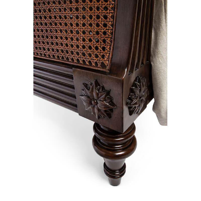 Caned Regency Sleigh King Bed - English Georgian America