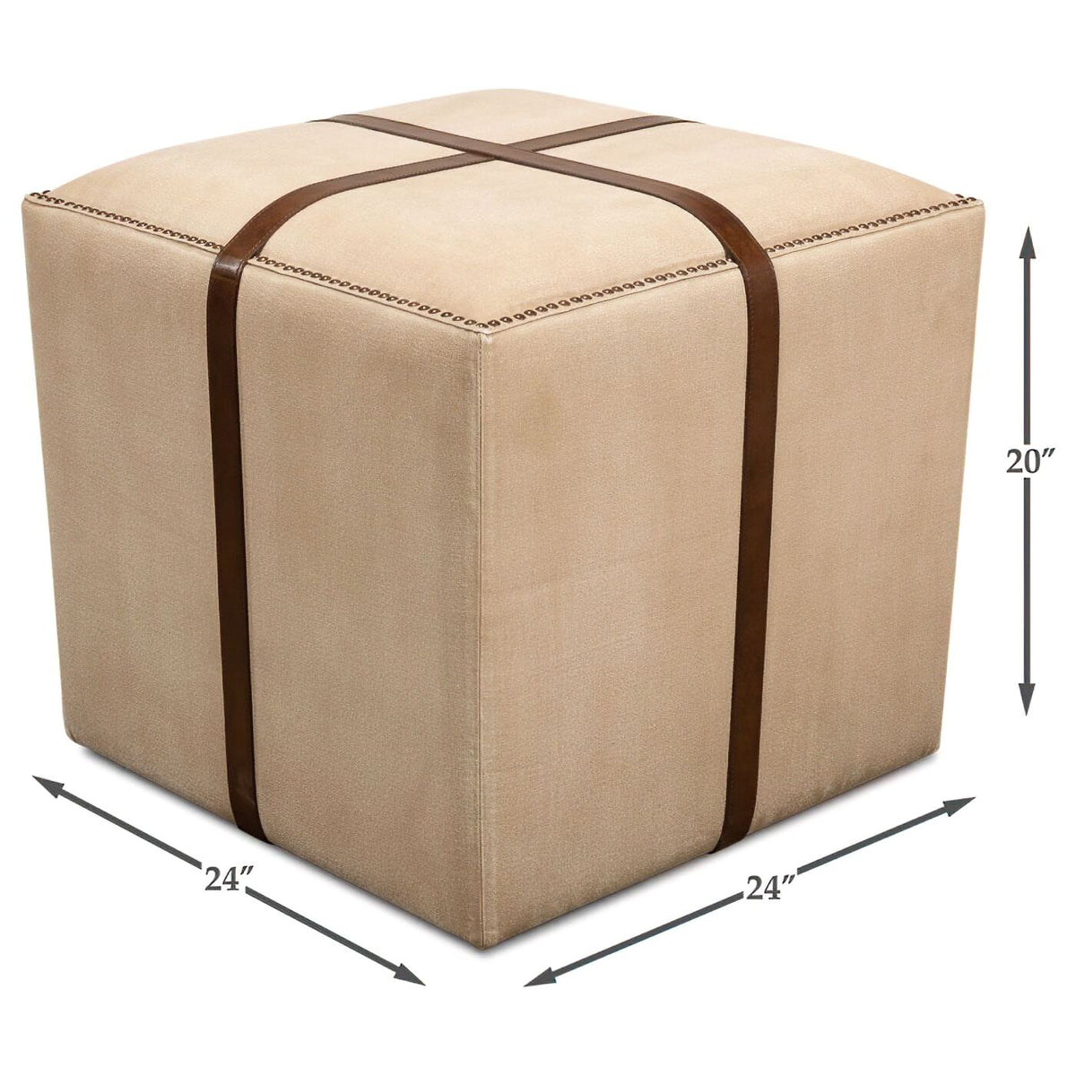 Canvas and Leather Strap Ottoman - English Georgian America