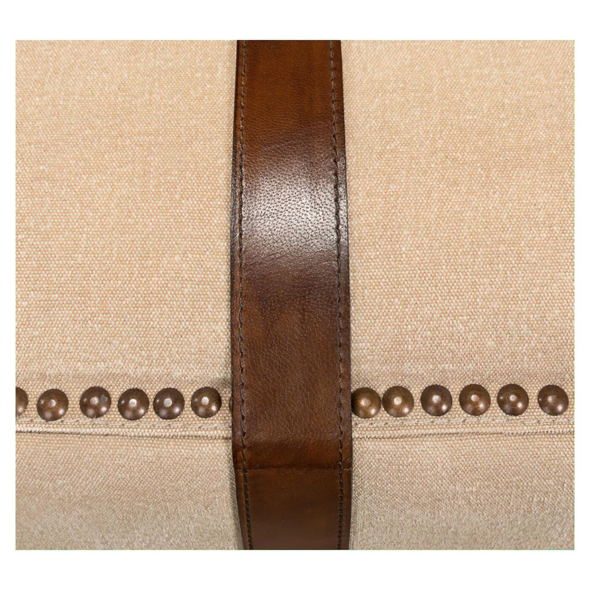 Canvas and Leather Strap Ottoman - English Georgian America