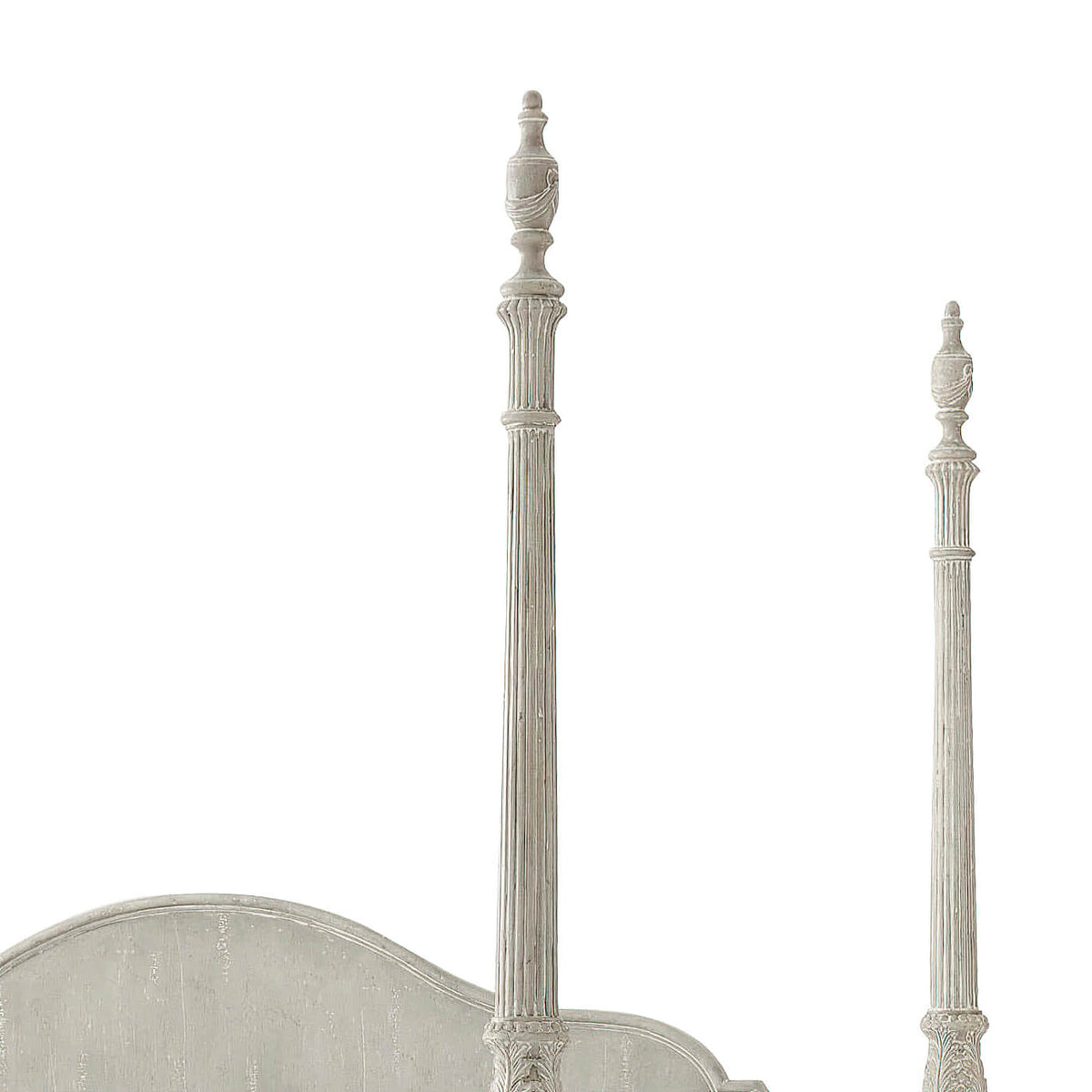 Carved &#39;Limestone&#39; Painted Four Poster King Size Bed - English Georgian America