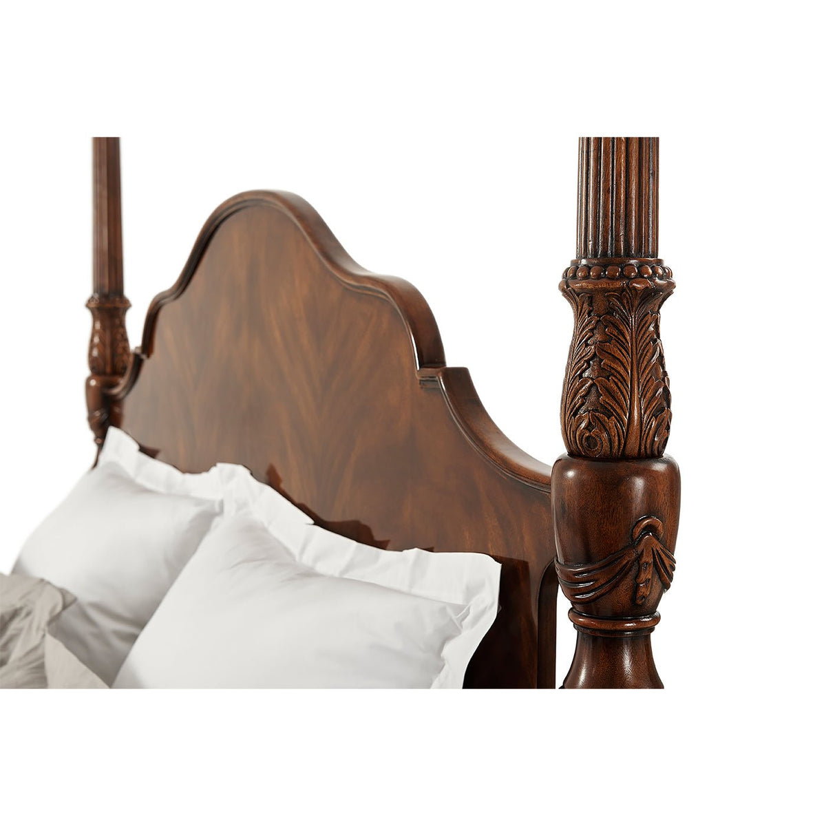 Carved Mahogany Four Post Bed - Queen - English Georgian America