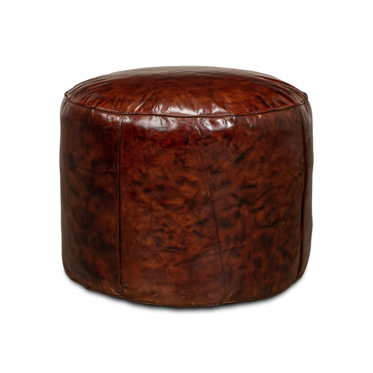 Casual Round Leather Stool - English Georgian America