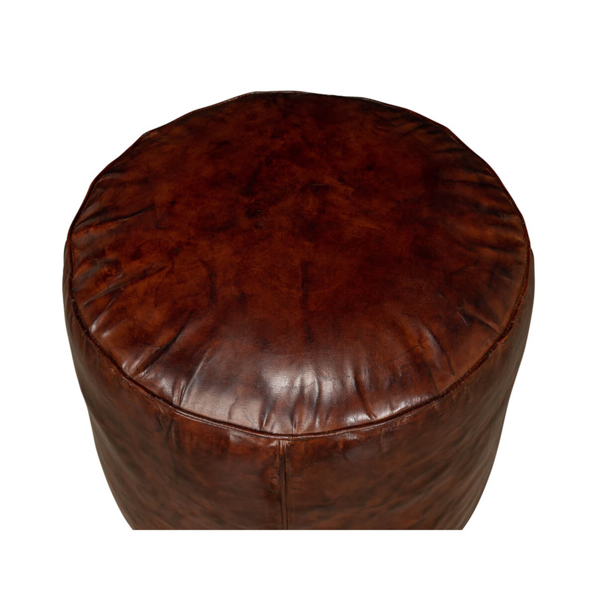Casual Round Leather Stool - English Georgian America