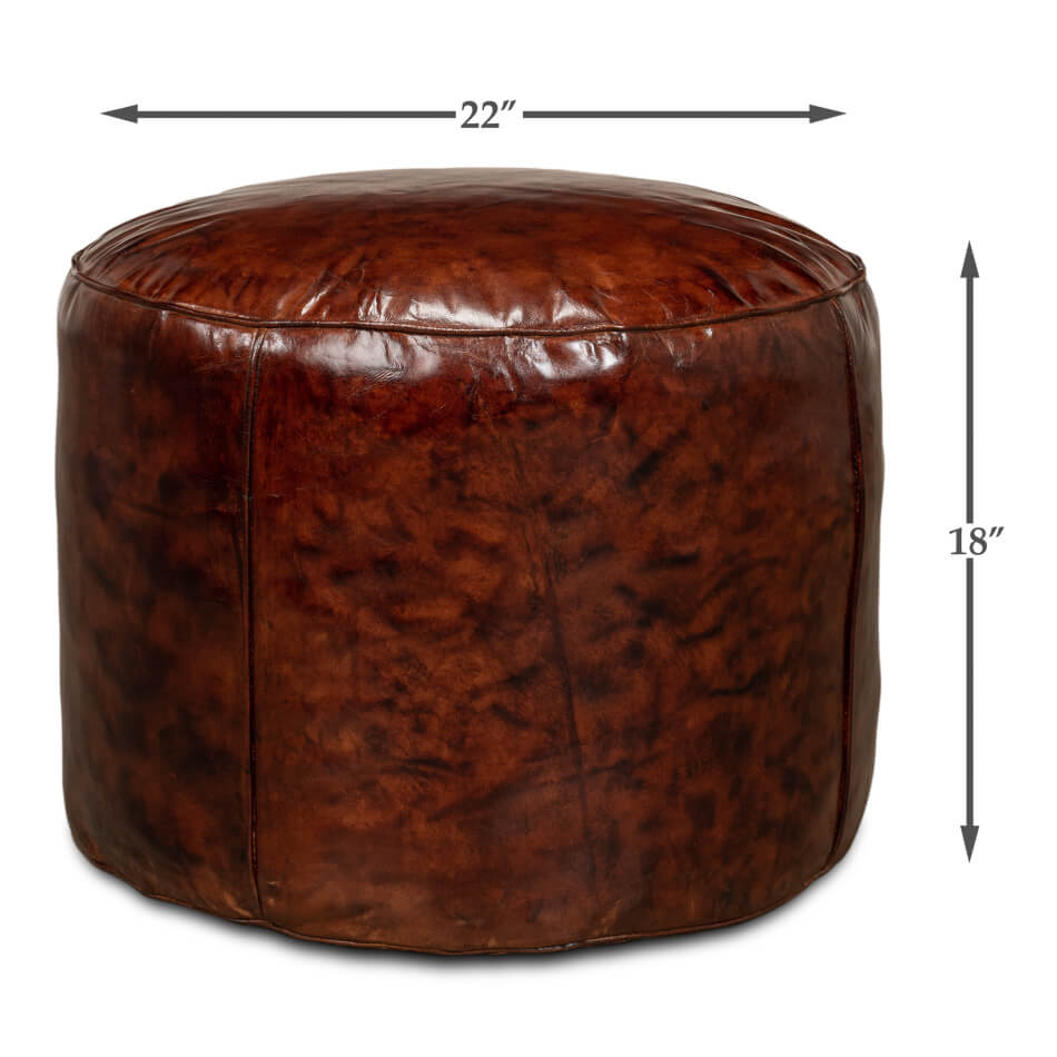 Casual Round Leather Stool - English Georgian America