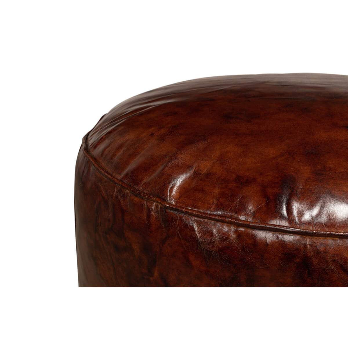 Casual Round Leather Stool - English Georgian America
