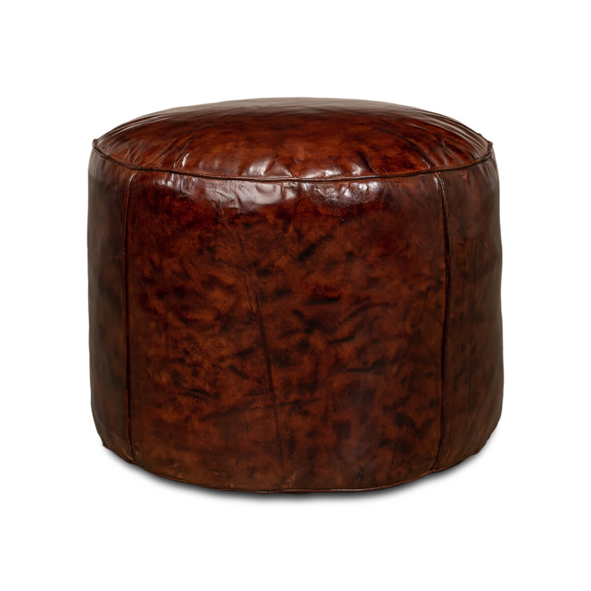 Casual Round Leather Stool - English Georgian America